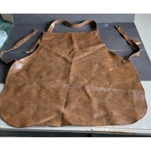 Other - Men One Size heavy-duty marbled brown leather utility apron adjustable Straps